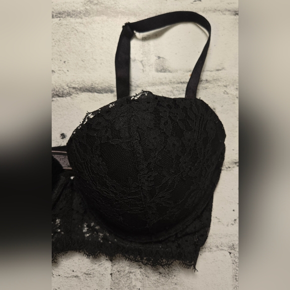 Victoria’s Secret Black Lace Longline Bra 36C Underwire - Picture 2 of 14
